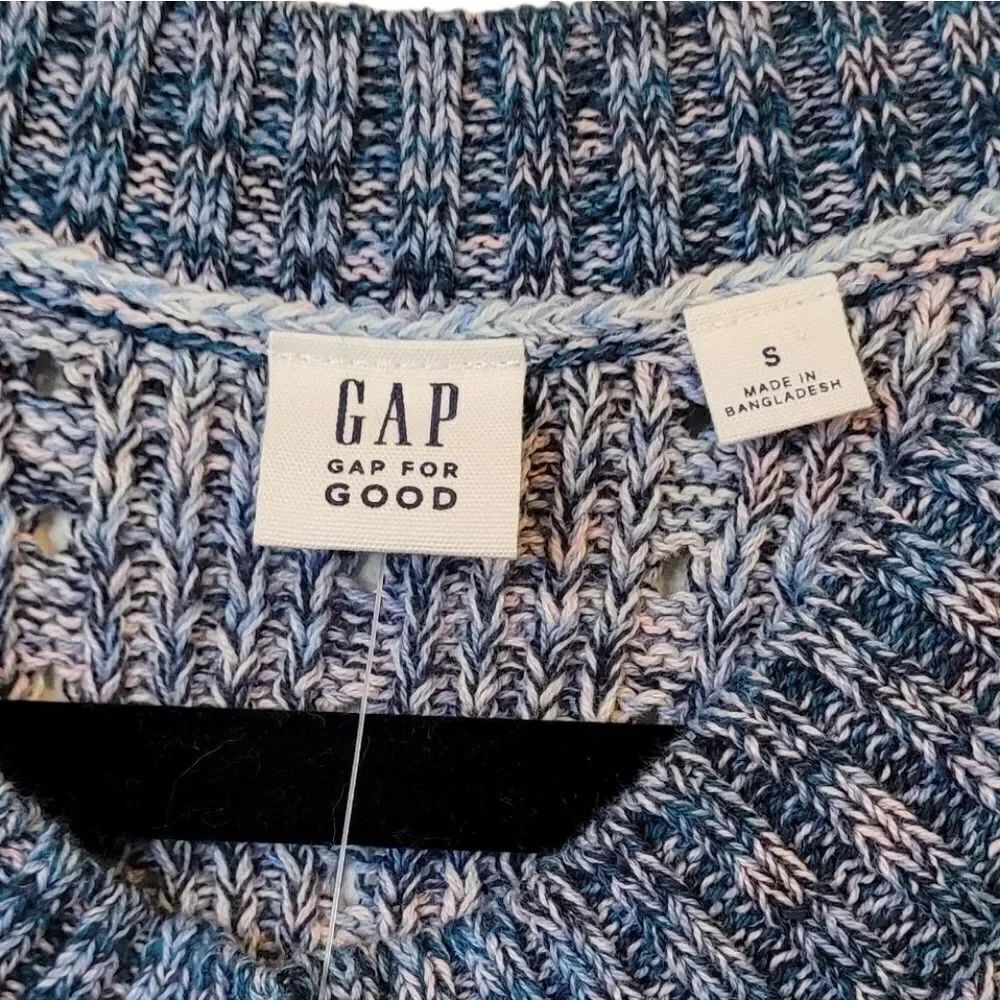 Gap Women's Blue Space Dye Colorblock Sweater Size S NWT - Picture 4 of 7